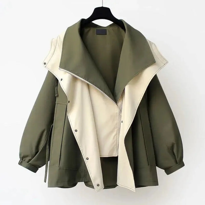Women's Reversible Zip-Up Waterproof Jacket with Buttons
