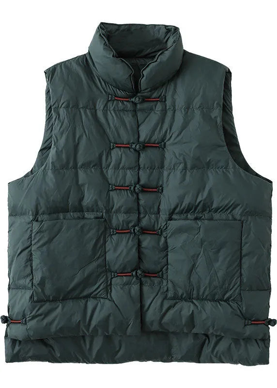Women's Sleeveless and Stand Collar Winter Vest with Pockets