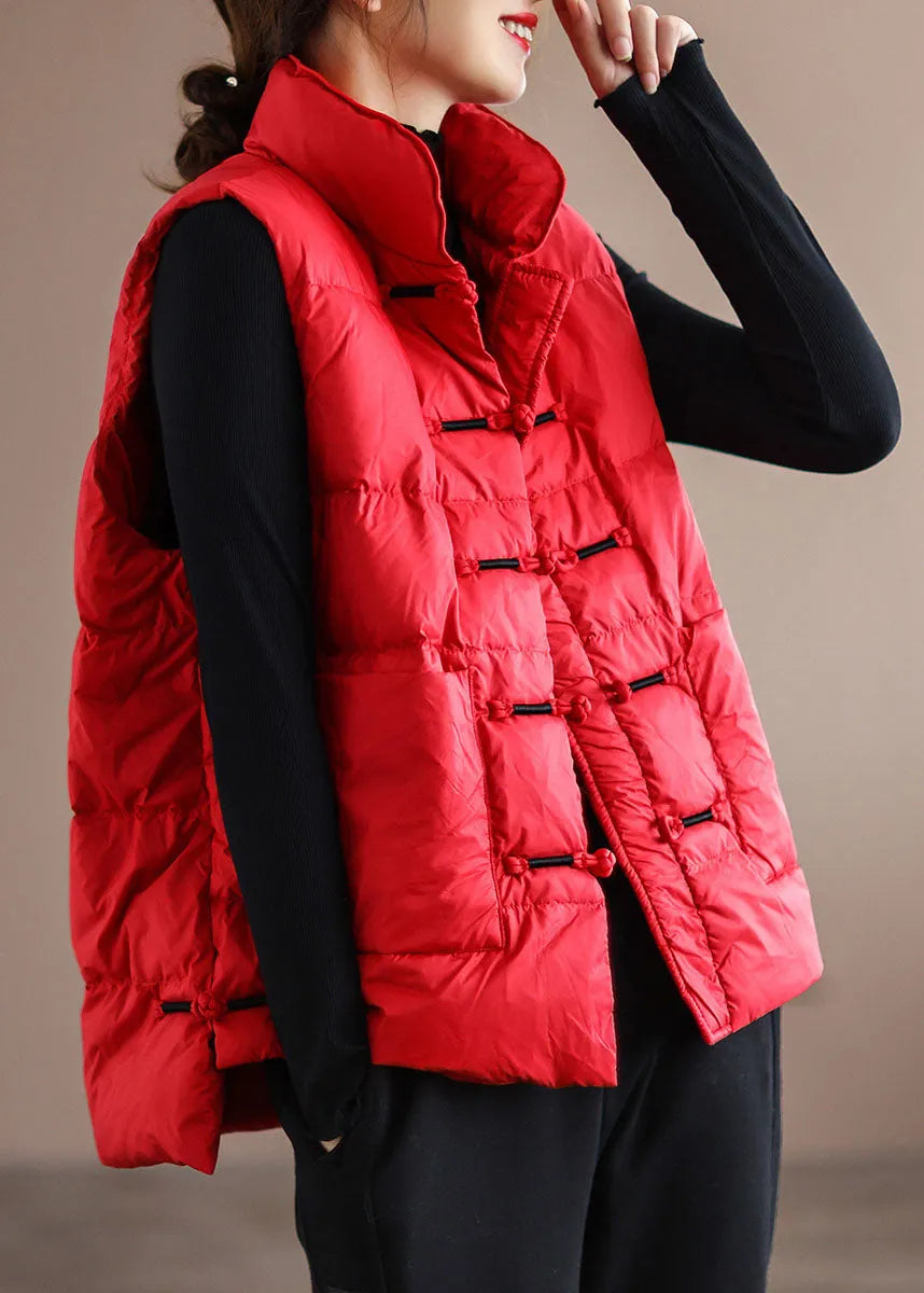 Women's Sleeveless and Stand Collar Winter Vest with Pockets