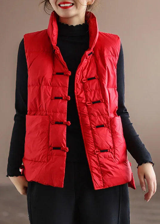 Women's Sleeveless and Stand Collar Winter Vest with Pockets