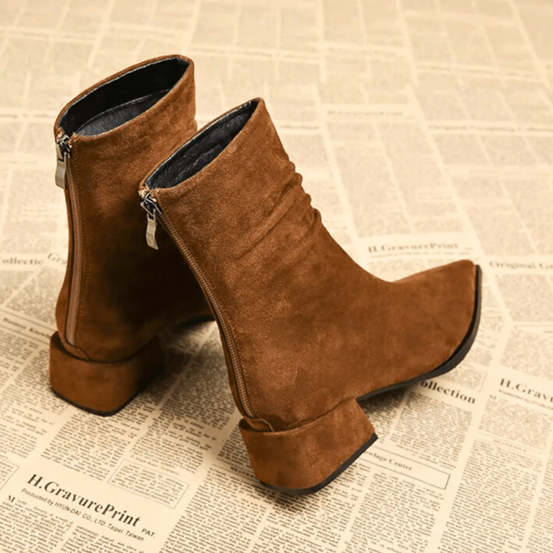 Women's Soft Block Heel Ankle Boots with Cushioned Insole