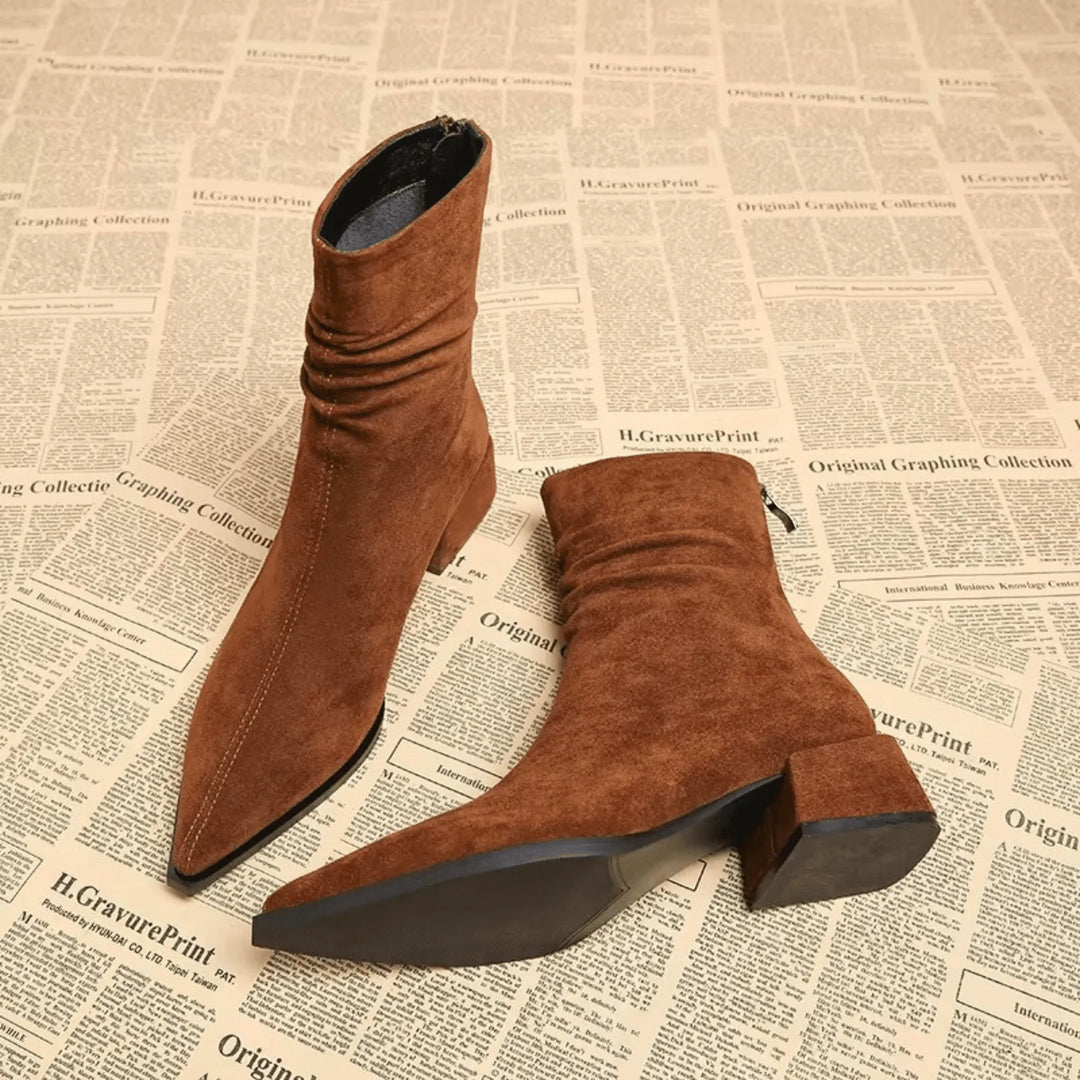 Women's Soft Block Heel Ankle Boots with Cushioned Insole