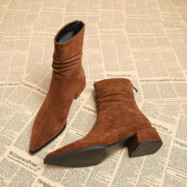 Women's Soft Block Heel Ankle Boots with Cushioned Insole
