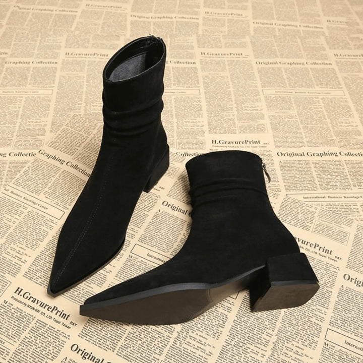 Women's Soft Block Heel Ankle Boots with Cushioned Insole