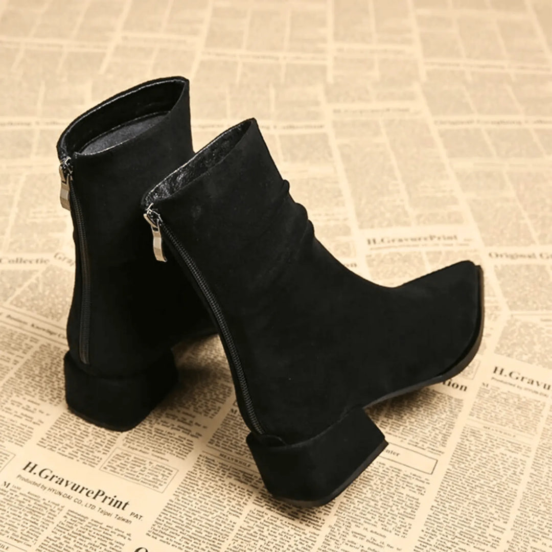 Women's Soft Block Heel Ankle Boots with Cushioned Insole