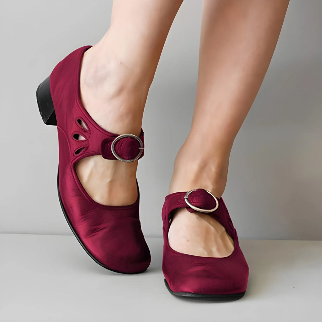 Women's Soft Block heel Mary Jane Shoes with Adjustable Strap
