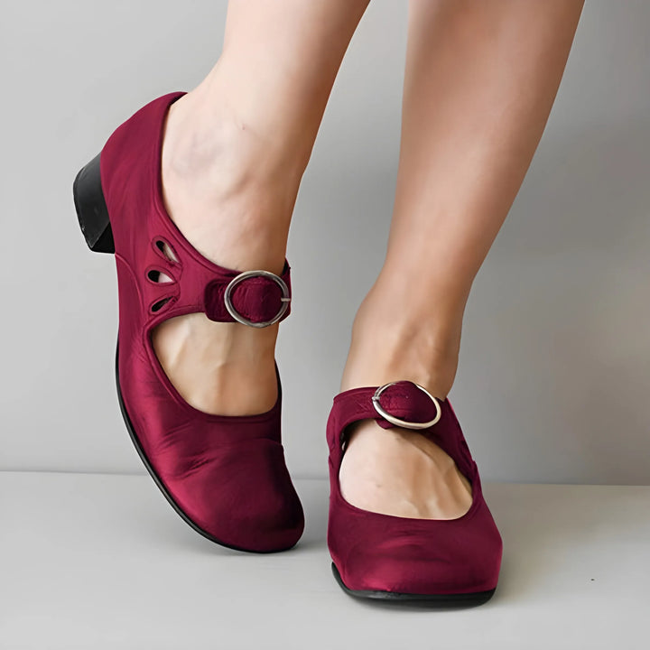 Women's Soft Block heel Mary Jane Shoes with Adjustable Strap