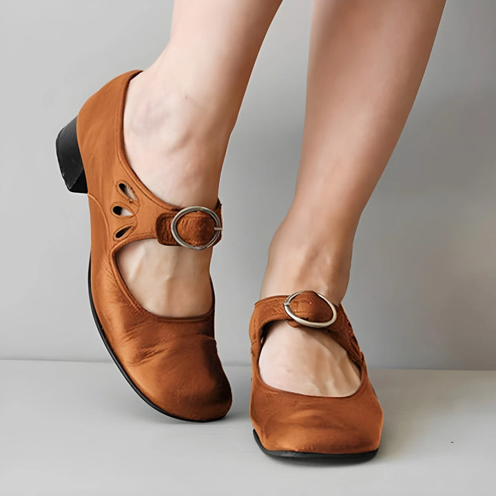 Women's Soft Block heel Mary Jane Shoes with Adjustable Strap