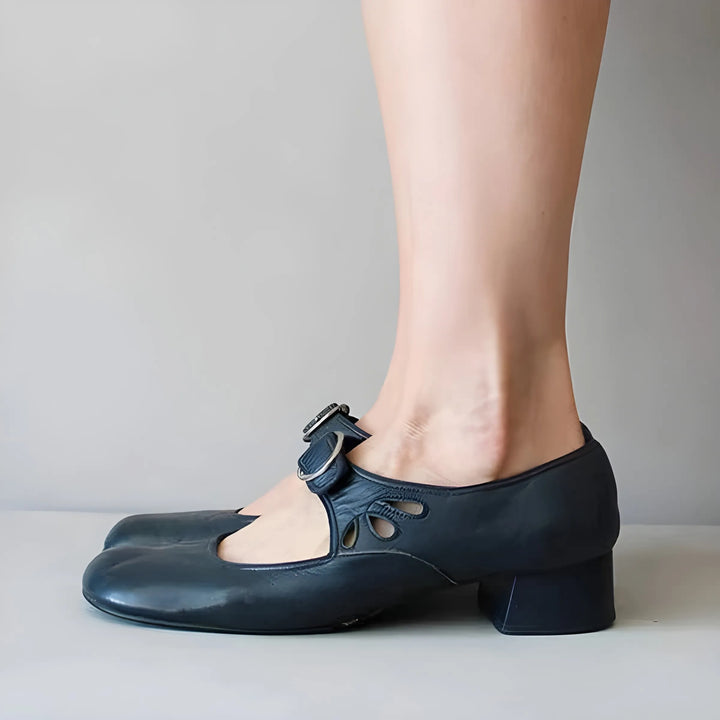 Women's Soft Block heel Mary Jane Shoes with Adjustable Strap