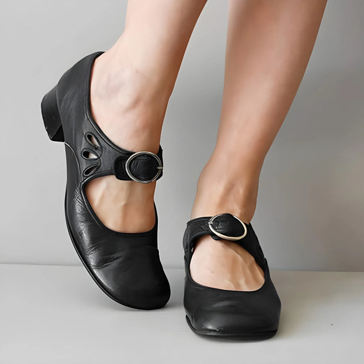Women's Soft Block heel Mary Jane Shoes with Adjustable Strap