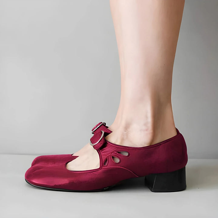 Women's Soft Block heel Mary Jane Shoes with Adjustable Strap