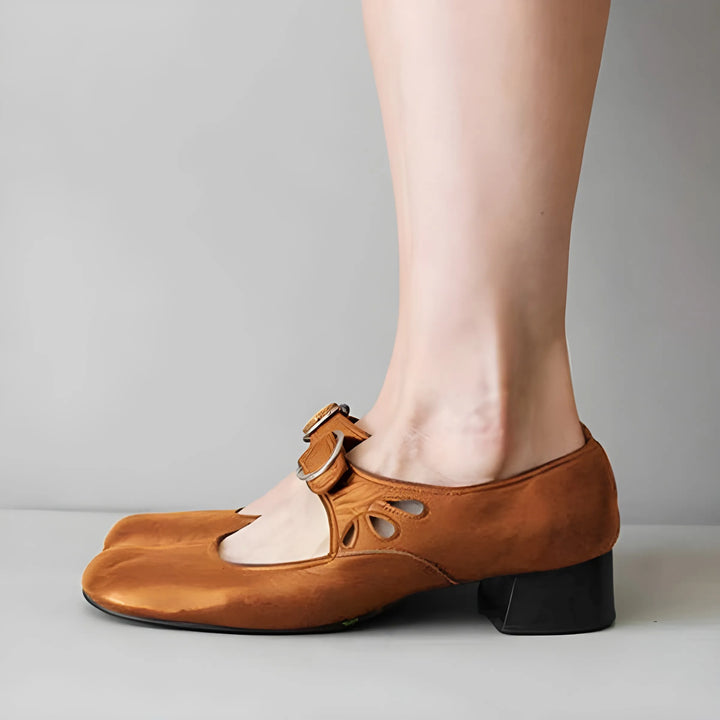 Women's Soft Block heel Mary Jane Shoes with Adjustable Strap