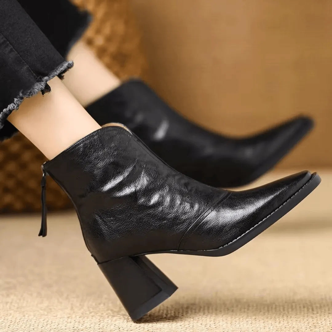 Women's Soft Heeled Ankle Boots with Cushioned Insole