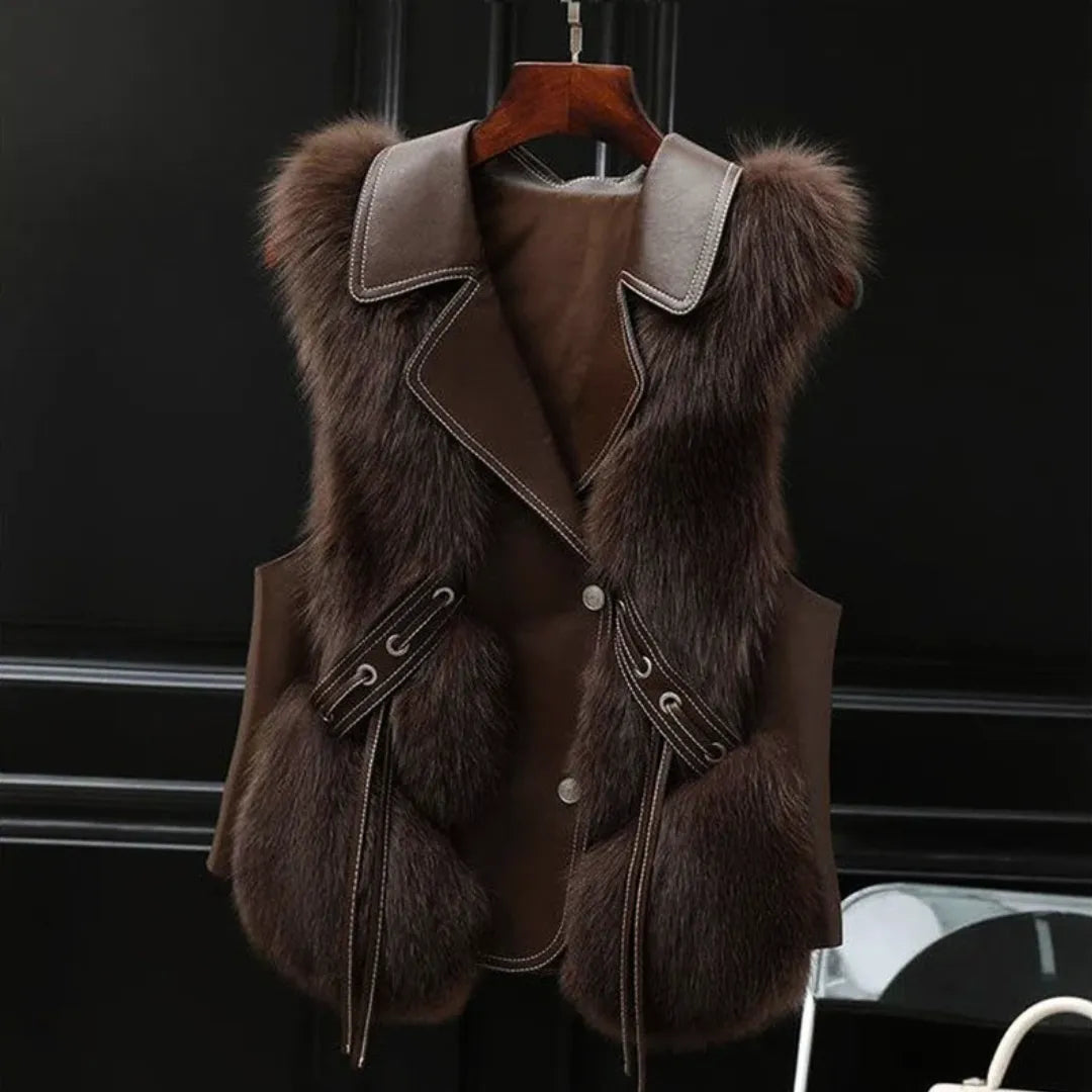 Women's Soft Touch Vest with Button Closure and Collar