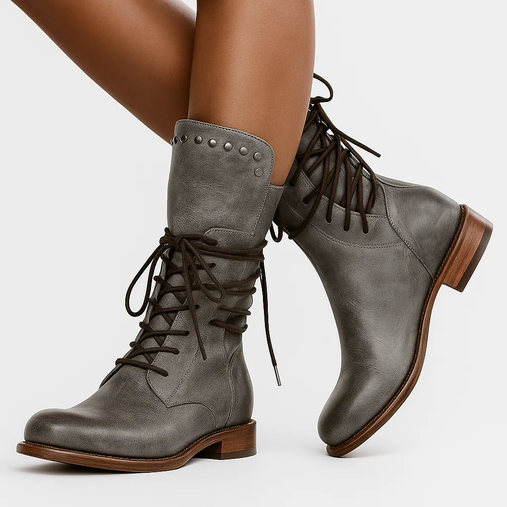 Women’s Vintage Block Heel Boots with Stud Detail