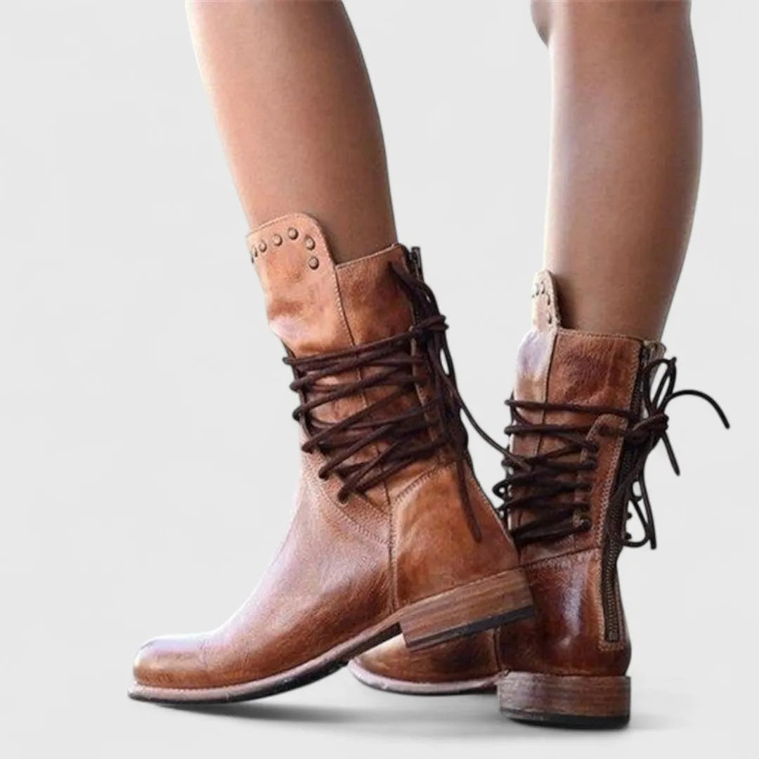 Women’s Vintage Block Heel Boots with Stud Detail