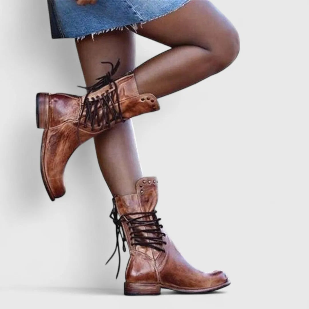 Women’s Vintage Block Heel Boots with Stud Detail