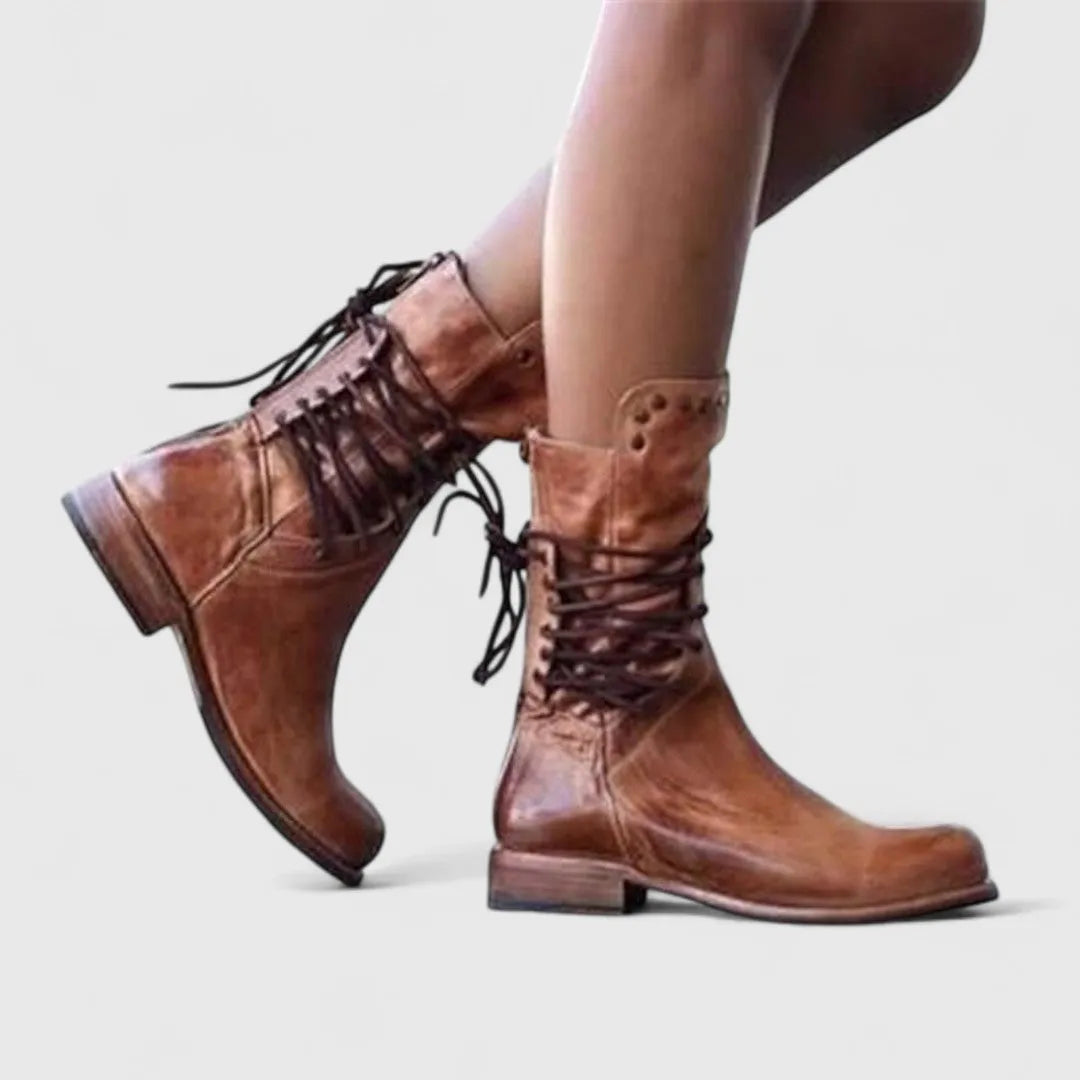 Women’s Vintage Block Heel Boots with Stud Detail