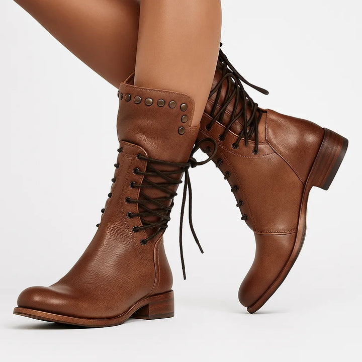 Women’s Vintage Block Heel Boots with Stud Detail