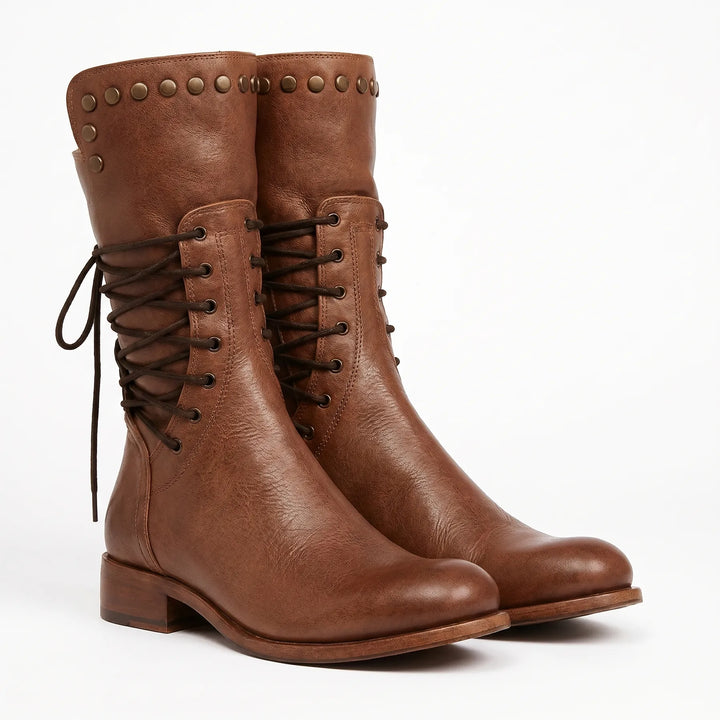 Women’s Vintage Block Heel Boots with Stud Detail