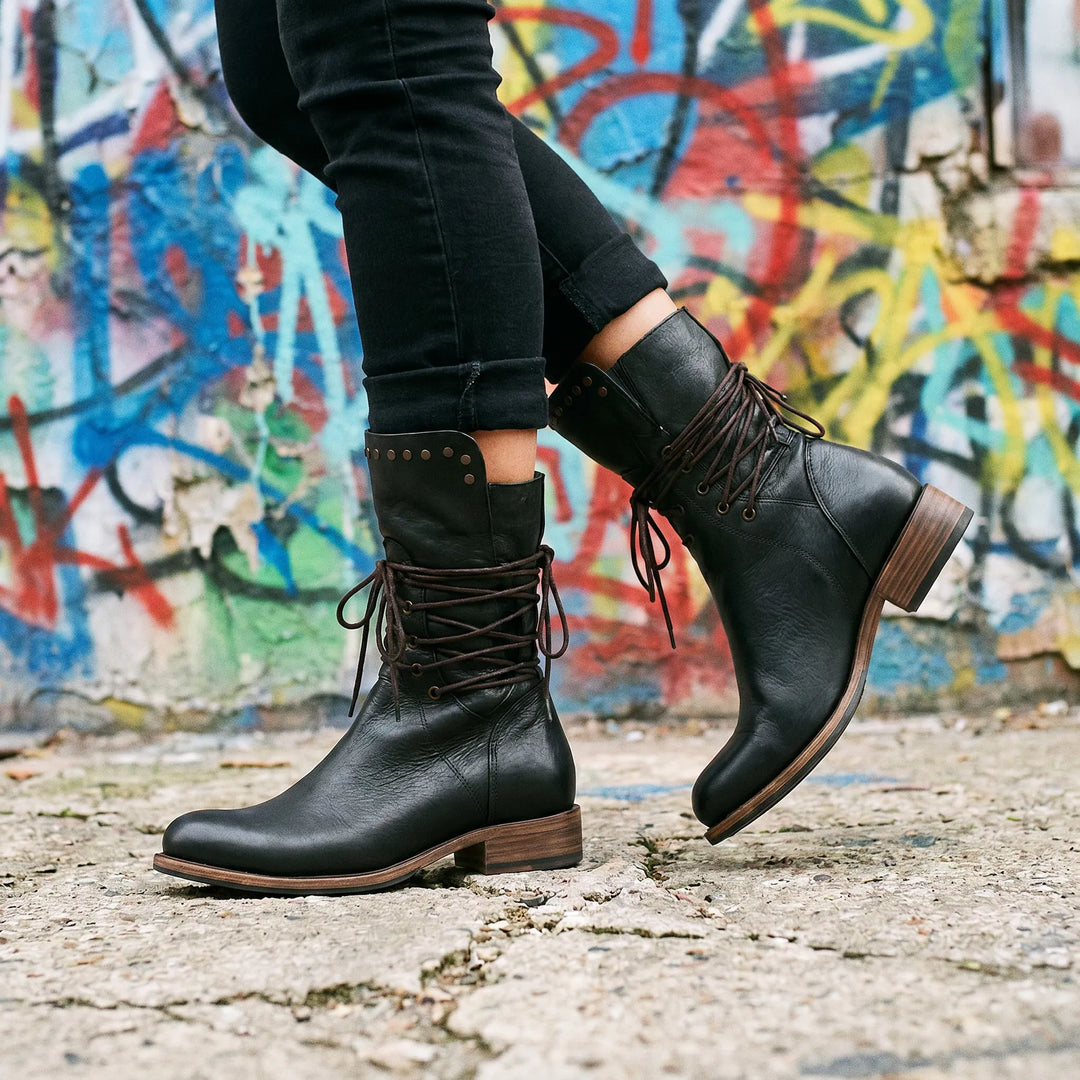 Women’s Vintage Block Heel Boots with Stud Detail