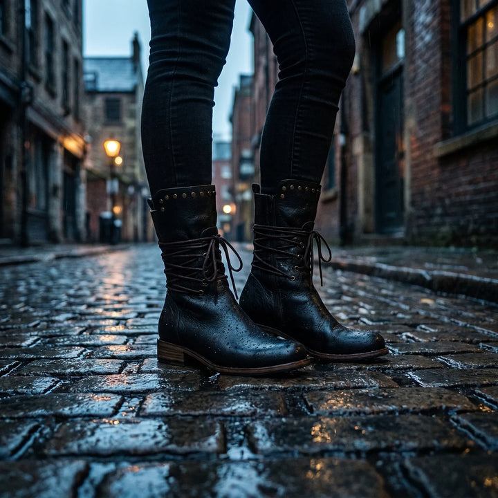 Women’s Vintage Block Heel Boots with Stud Detail