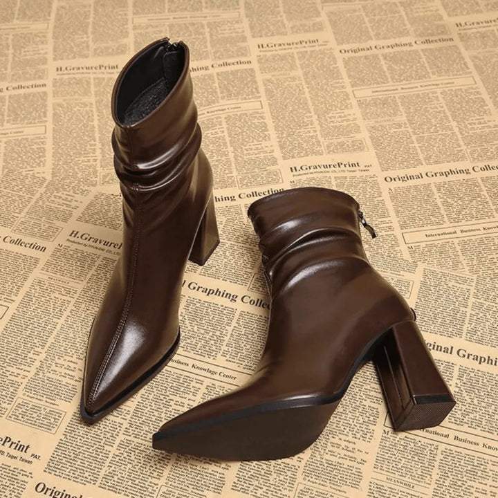 Women's Wide Fit Block Heel Ankle Boots with Cushioned Insole