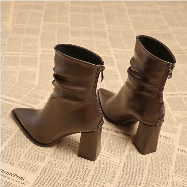 Women's Wide Fit Block Heel Ankle Boots with Cushioned Insole