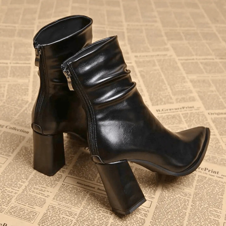 Women's Wide Fit Block Heel Ankle Boots with Cushioned Insole