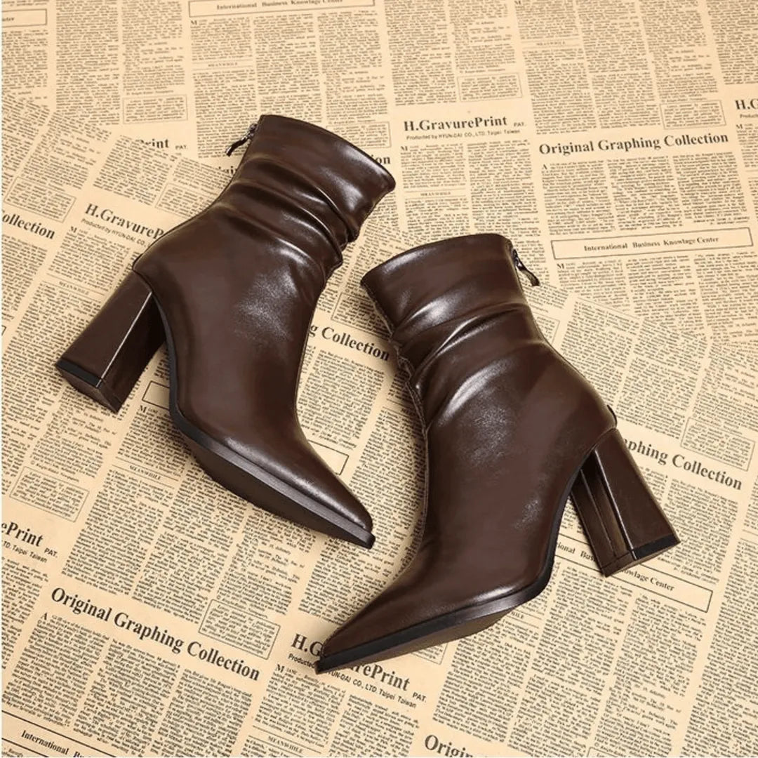 Women's Wide Fit Block Heel Ankle Boots with Cushioned Insole