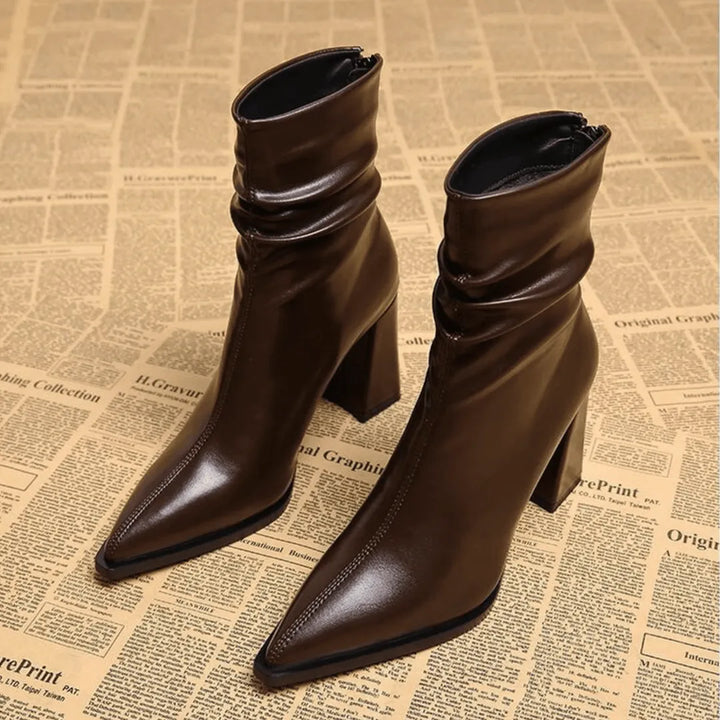 Women's Wide Fit Block Heel Ankle Boots with Cushioned Insole