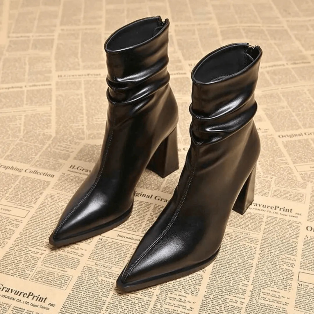 Women's Wide Fit Block Heel Ankle Boots with Cushioned Insole