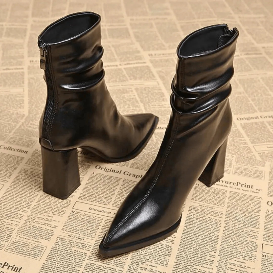 Women's Wide Fit Block Heel Ankle Boots with Cushioned Insole