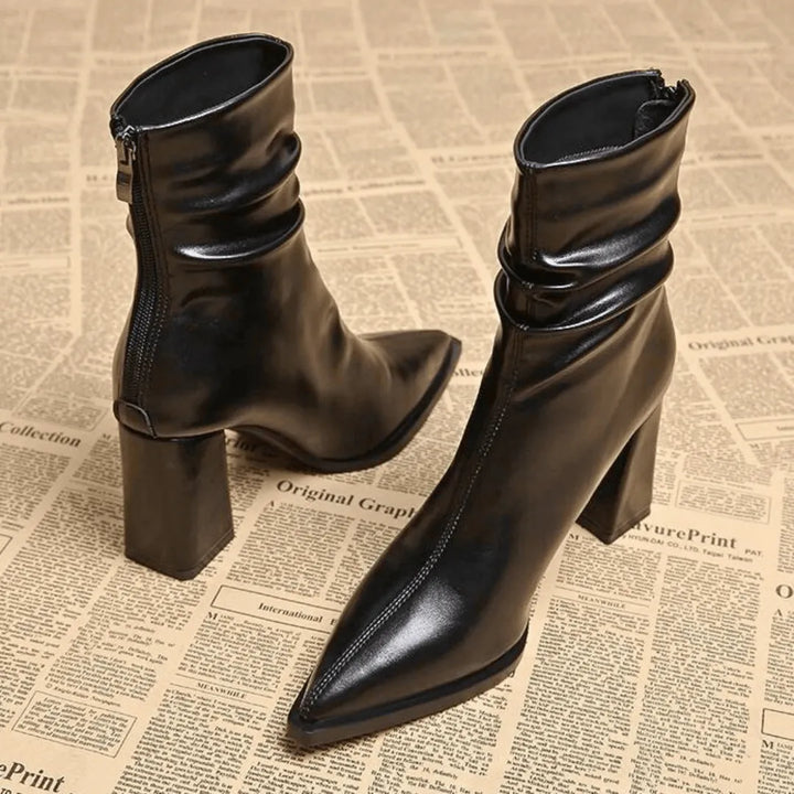 Women's Wide Fit Block Heel Ankle Boots with Cushioned Insole