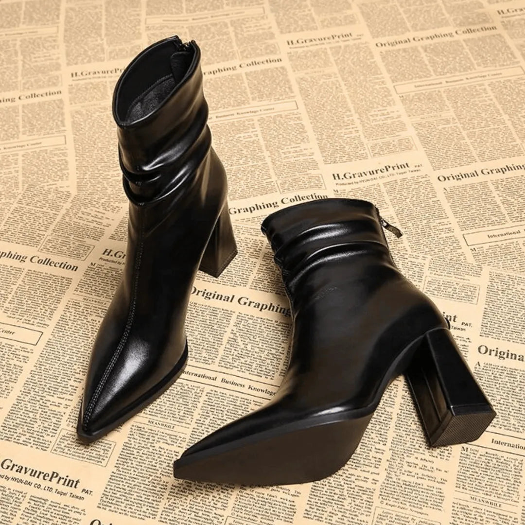 Women's Wide Fit Block Heel Ankle Boots with Cushioned Insole