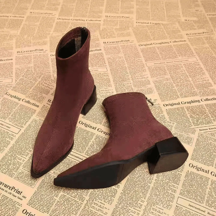 Women's Wide Fit Block Heel Ankle Boots with Side Zip