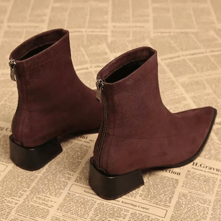 Women's Wide Fit Block Heel Ankle Boots with Side Zip