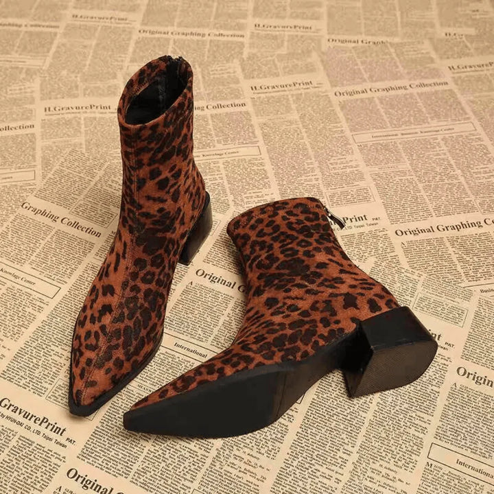 Women's Wide Fit Block Heel Ankle Boots with Side Zip
