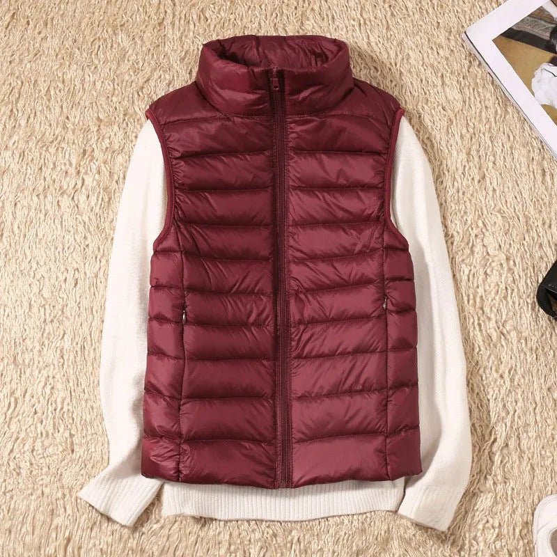Women's Cropped Winter Vest with Zip Closure
