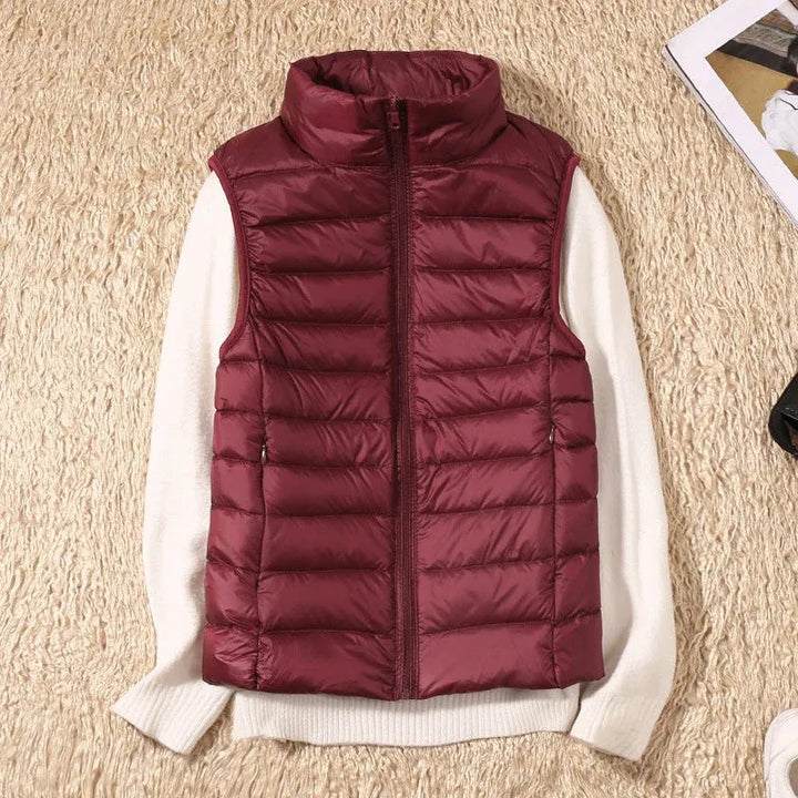 Women's Cropped Winter Vest with Zip Closure