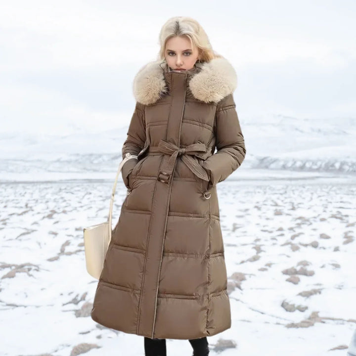 Women's Long Padded Jacket with Waterproof Feature