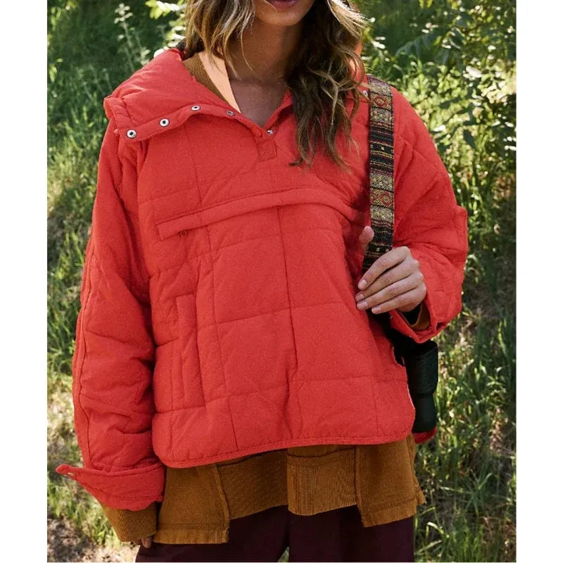 Women's Quilted Oversized Jacket with Hood