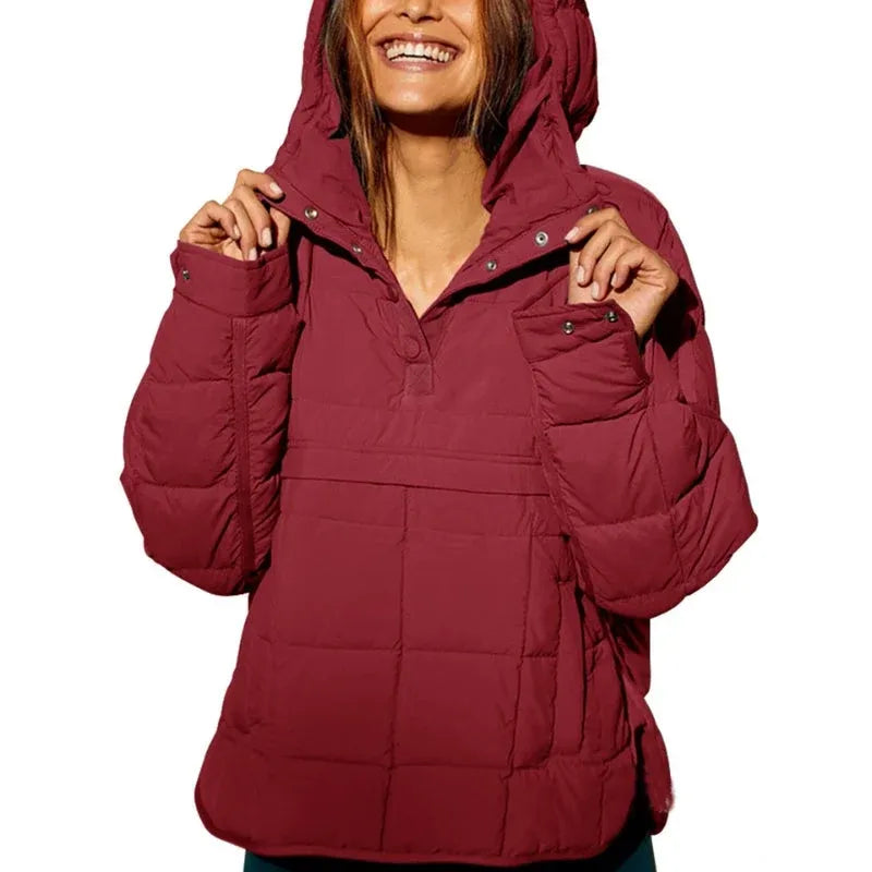 Women's Quilted Oversized Jacket with Hood