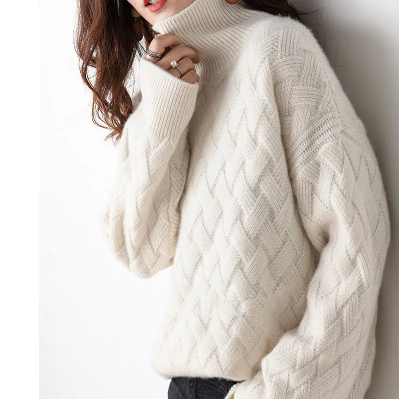 Women’s Turtleneck Chunky Jumper with Ribbed Cuffs